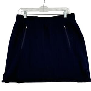 T by Talbots Skort Size M Navy Blue Stretch Knit Zip Pockets Built In Shorts
